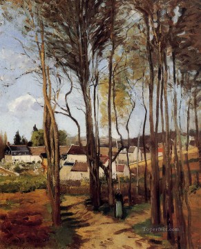 カミーユ・ピサロ Painting - 木々の間の村 カミーユ・ピサロ